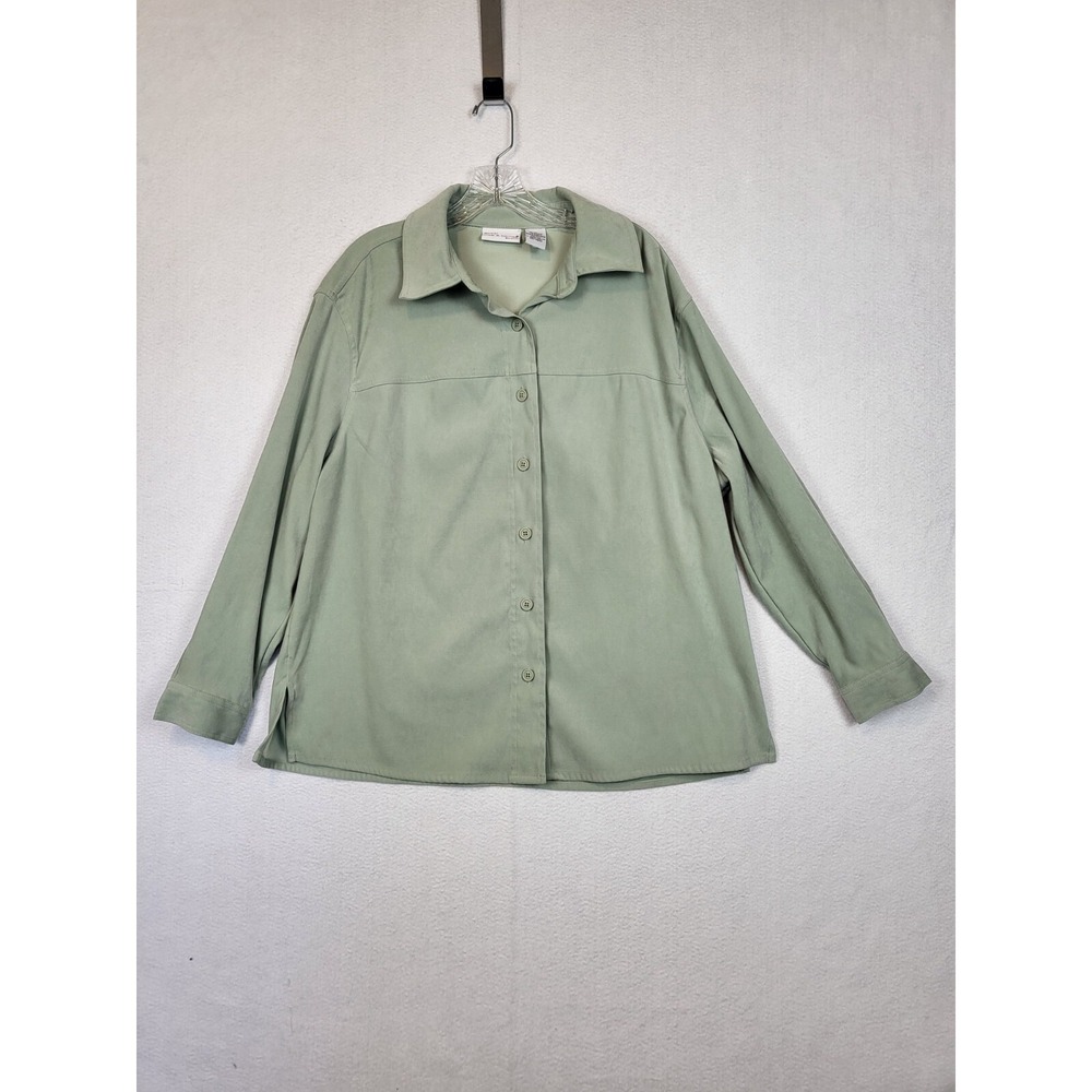 Croft‎ & Barrow Stretch Womens Button Up Shirt Long Sleeve Solid Mint Size 1X